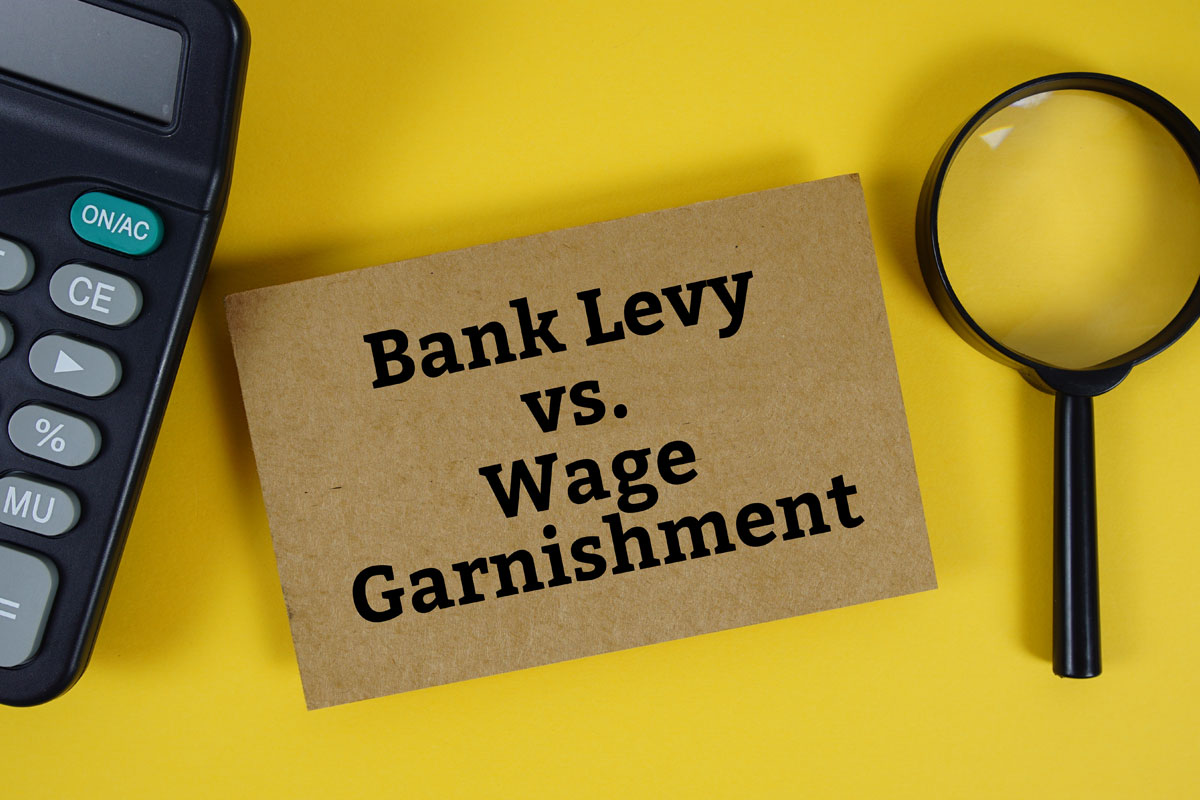 bank levy v wage garnishment graphic